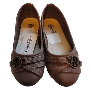 Harborsides Toddler Girl Round Toe Faux Leather Slip-on Brown Casual Shoe, 11